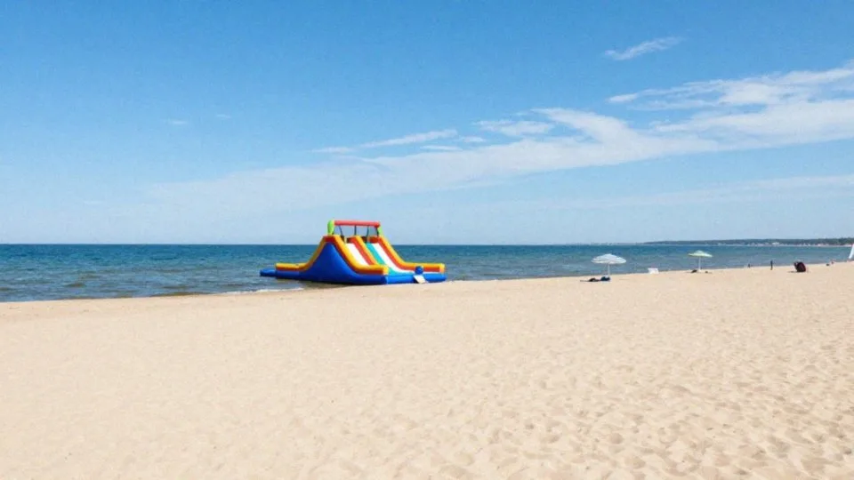 Gdzie znaleźć plaże z dmuchanym placem zabaw?