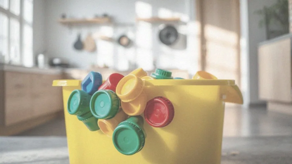 Co należy zrobić z plastikowymi zakrętkami przed wrzuceniem ich do żółtego pojemnika?